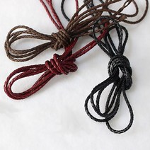 1마-인조가죽끈) 3mm 꽈배기끈 장식끈(3컬러) jgq 가죽공예 악세사리부자재, 레드, 1개