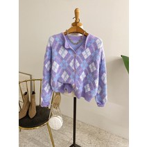 허니제이 / 모르튼 보들 배색 아가일 가디건(3color)