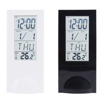 DYNN 투명 LCD 캘린더 온도 시계 탁상시계 투명시계 온도시계 LCD시계 무소음시계 디지털시계 알람시계, 투명LCD캘린더온도시계-화이트
