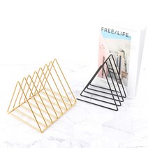 데코와바 삼각 철제 책꽂이 잡지꽂이, 골드(대)