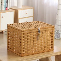 자물쇠 수납함 잠금 보관함 인감 문서 지폐 가정용 보관 귀중품 리빙 박스, 우드 컬러 플러스 안감, 큰 길이 40너비 30높이 27 키 잠금