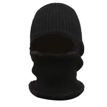 Balaclava 풀 페이스 플리스 라이닝 헤드 프로텍터 방풍 캡 넥 워머 니트 스키 라이딩 모터 용품 추운 날씨, 03 black