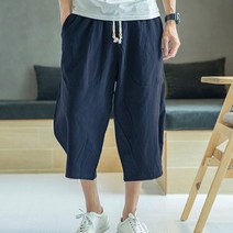 위즈아이 린넨 와이드 7부 반바지 여름 칠부 밴딩 팬츠 WI011PN