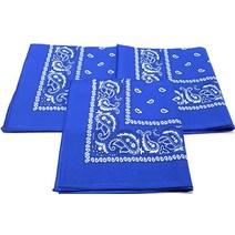 엑스트라 라지 27 x 유니 페이즐리 100% 면 양면 반다나 - 3팩 M.H.I. [미국 직배송], Royal Blue