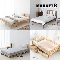 마켓비 원목침대 프레임 매트리스 슈퍼싱글 소나무 자작나무 갈비살 MK0010, FIERA-단색/매트리스