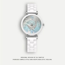 돌고래 고래시계 여중생손목시계 시계전자손목시계 얇은시계 밴드시계, 실버화이트