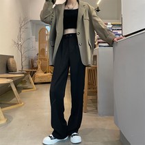 YAPOGI 여성용 핀턱 와이드 슬랙스여자슬랙스