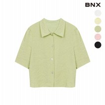 BNX 여성 퍼프소매 카라 반팔 블라우스