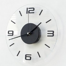 [벽시계] 투명 아크릴 심플한 디자인 사무실 거실 인테리어 소품 집들이 선물, 색상_블랙