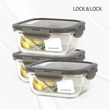 락앤락 오븐글라스 유로 내열유리 밀폐용기 정사각 500ml 3개, 단품