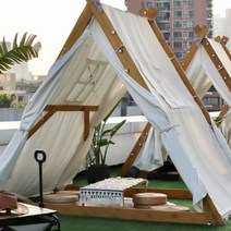 원목방갈로 원두막 농막 삼각형 바베큐 인디안 까페 카페 야외 텐트, 저상  폭 2m  길이 1.5m