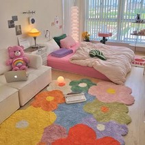 귀여운 꽃무늬 카펫 러그 딸 공주 방 부드러운 카페트