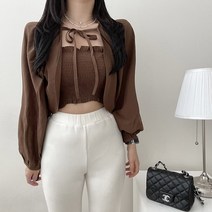 VANANA2 여성 데일리 여리핏 스모크 나시 루즈 리본 볼레로 투피스 세트 4color