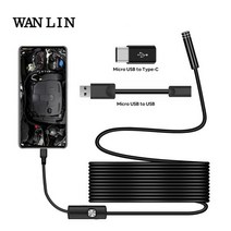 내시경 카메라 7MM/5.5MM 3 in 1 USB IP67 방한 방수 6 led 검사 Windows Macbook PC Android 2/1.5/1m c형, 03. 2m, 04. 7.0mm lens Type-C, 7.0mm 렌즈 Type-C