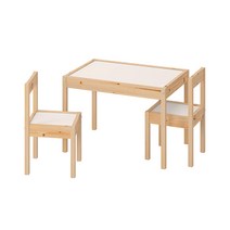 이케아 LATT 어린이 테이블   의자 2개 세트 101.784.13, 화이트   소나무