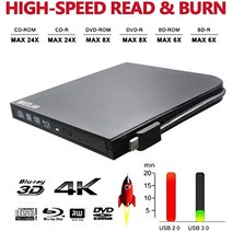 외부 4k uhd hd 3d 블루레이 디스크 플레이어 usb3.0 type-c usb-c 2-in-1 6x bd-r bd-re dl bdxl 100gb dvd-r m-디스크 버너, 씨엔