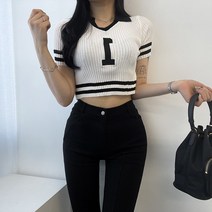 VANANA2 여성 하이틴 감성 배색 카라 반팔 크롭티셔츠