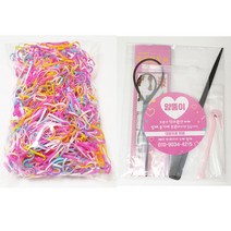 얌뚱이 칼라고무밴드100g+헤어소품세트 머리끈 고무줄 검정 선물 헤어끈 투명 핑크
