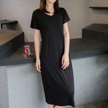 반팔원피스 무지 솔리드 컬러 롱핏 검정 회색 2컬러