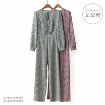 도오빠 여성 점프 슈트 브이넥 정장 꽃무늬 플라워 점프수트 원피스 긴팔 긴소매 긴바지 의류 패션 캐주얼 봄 여름 가을 데이트룩 오피스룩 데일리룩 코디 직장인 중년 여자점프슈트