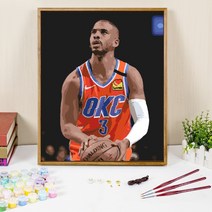 NBA 선수 DIY유화그리기 농구 크리스폴 6종류 액자세트 선물용 취미용, E, 70X90cm, 우드