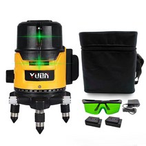 YUDN 자동 레이저 레벨기 그린 라이트 거리 측정기 휴대용, 독일기술 2라인(베터리2개) 낙하방지 포장