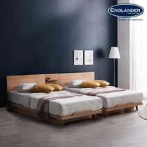 잉글랜더 마네 호텔 트윈 침대+협탁1EA(Sweet Slumber 스탠다드 필로우탑 매트-SS+SS), 매트포함(SS+SS)+협탁, 오크+매트(베이지)