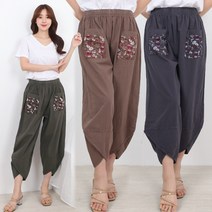 1+1 지누시 팬츠 포켓 풀잎팬츠/스판 항아리 팬츠 면바지 실내복 엄마바지/무료배송