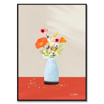 Good Energy 김유라 작가 양귀비/ 안개꽃/ 여우꼬리 꽃 그림 풍수 인테리어 액자, 클래식 골드 알루미늄 프레임