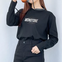 험블스튜디오 모노톤 레이어드 레터링티 여자기본티 라운드긴팔티