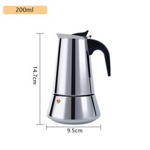 Moka Pot 커피 메이커 포트 스테인레스 스틸 모카 에스프레소 라떼 스토브 탑 필터 클래식 커피웨어, 01 200ml, 한개옵션1