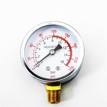 공기압 압력 게이지 측정기 공압 유압 유체 아이언 쉘 바 공기 압축기 G1/4 더블 스케일 직경 598mm 016KPA / 0230PSI공기압 0230PSI, 1개