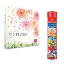 엄마선물 꽃 색칠 수채 컬러링북 12색 그림색칠 기억력도움 그림책 태교