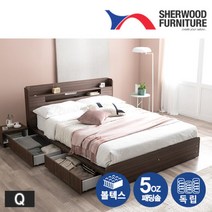 비타 멀티수납형 LED침대 Q퀸 침대(라텍스폼 독립스프링 매트리스 포함)