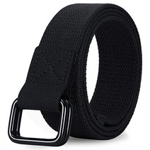 107718 Itiezy 남성 캔버스 벨트 d링 천 캐주얼 스포츠 작업 여성 조정 가능한 웨빙, Waist 35-40 _02 Black C39