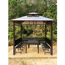 테라스 파고라 원두막 차양막 야외 정자 캐노피, 3.5X3.5m (더블지붕)