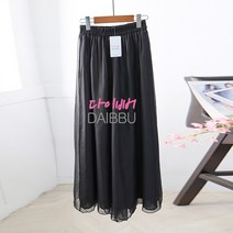 다이뻐 DAIBBU 빅사이즈 데일리 편안한 여름 샬라라 이중 린넨 쉬폰 와이드팬츠 치마바지 통바지 비치웨어
