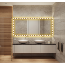 Led 화장대 메이크업 거울 욕실 캐비닛 줄조명 인터리어 소품 60구 웜화이트+쿨화이트, 웜화이트, 2M