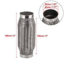 sc머플러 X Autohaux 자동차 머플러 배기 플렉스 파이프 유연한 튜브 조인트 소음기 스테인레스 스틸 45mm 50mm 55mm 65mm 70mm 75mm 160mm 200m, [01] 45x136x160mm