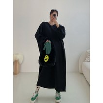겨울 기모 빅사이즈 무지 맨투맨 롱 원피스 (5color)