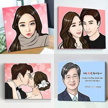 팝아트 초상화 캐리커쳐 커플 웨딩 부모님 인테리어 기념일 그림 선물 액자, 그림인원수 4명