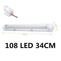 72/108 LED 12V 24V 자동차 인테리어 라이트 바 RV 캠핑카 보트 밴 트럭 트럭 캐 러 밴에 대 한 스위치 독, 05 108 LED 34CM_02 2pcs