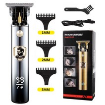 미용실 남자바리깡 가정용 이발기 클리퍼 t9 usb 전기 헤어 커팅 머신 충전식 새로운 헤어 man 면도기 트리머 이발사 전문 수염 트리머, gradientlcd 은색