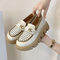 나루니 여성로퍼 메쉬 구멍 로퍼 통굽 청키솔 투톤 빈티지 여름 가을 5cm 5cm굽