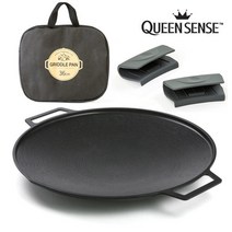 퀸센스 티타늄코팅 인덕션 캠핑 그리들팬 +보관가방+손잡이, 그리들팬 36cm+가방+실리콘손잡이