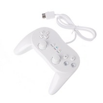 Wii 원격 이중 충격 콘트로를위한 클래식 듀얼 아날로그 유선 게임 컨트롤러 프로, 하얀색, 1개