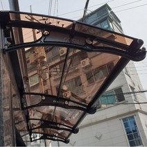 캐노픽스 800 X 1700 창문 비막이 창문 비가림 차고 만들기 아치형파고라 비가림 차양, 투명렉산 회색 브라켓 실버 바