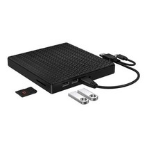 외부 CD DVD 드라이브 DVD 드라이브 USB 3.0 Type-c 듀얼 포트 DVD 버너 휴대용 SD TF 카드 판독기 포함 노트북 PC Windows 7/8/10/Vista/XP/Mac OS용 울트라 슬림 DVD CD-RW ROM 버너 -10931, 검은색
