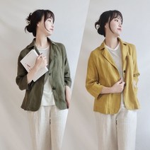 여성 린넨 마 100% 봄 여름 가을 블레이저 테일러드 싱글 자켓 6컬러