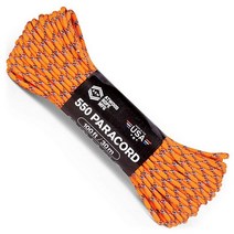 Atwood Rope MFG 550 파라코드 30.5m(100피트) 7가닥 코어 나일론 낙하산 코드 외부 생존 장비 미국산 | 랜야드 팔찌 핸들 랩 키체인 (감염), Hazard